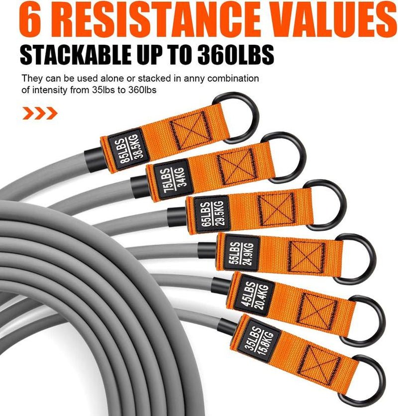 Resistance Bands, 300Lbs 360Lbs Heavy Exercise Bands with Handles, Workout Bands for Men, Fitness Bands for Working Out, Weight Bands Set for Muscle Training, Strength, Slim, Yoga, Home Gym Equipment,Outdoorfun Stretching Gear