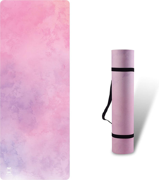 Eco-Friendly Non-Slip Printed Yoga Mat - 72 x 27 Inches, 1/4 Inch Thick Fitness Exercise Mat for Pilates and Home Workouts with Carrying Strap, 6mm